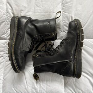 Yohji Yamamoto x Dr. Martens Leather Cube Flex 10 Eye Boots